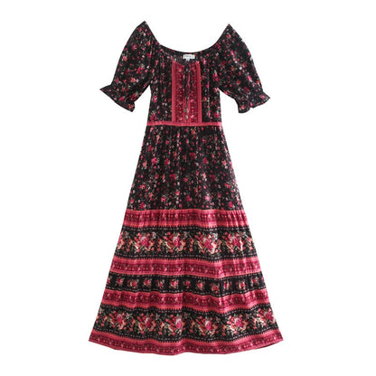 Boho Chic Flared Sleeves Maxi Dress - Top Boho