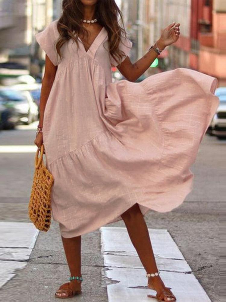 Bohemian V-Neck Dress - Top Boho