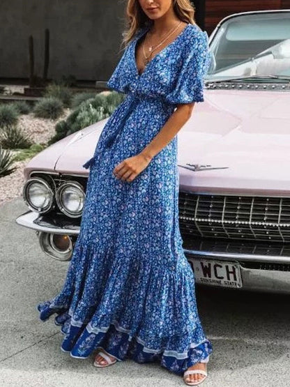 Boho Floral Print Maxi Dress