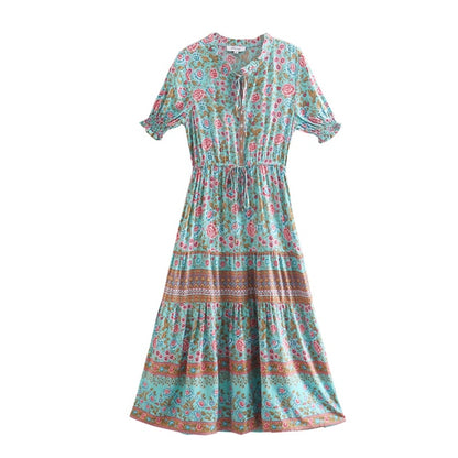 Boho Chic Flared Sleeves Maxi Dress - Top Boho