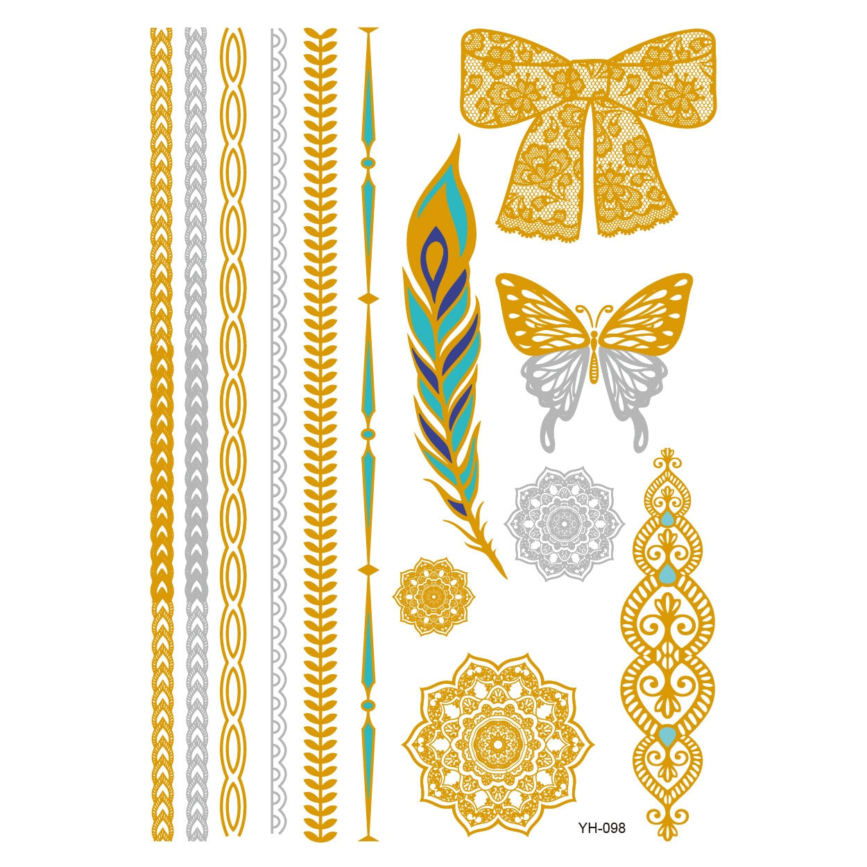 Metallic Body Art Tattoo Sticker - Top Boho