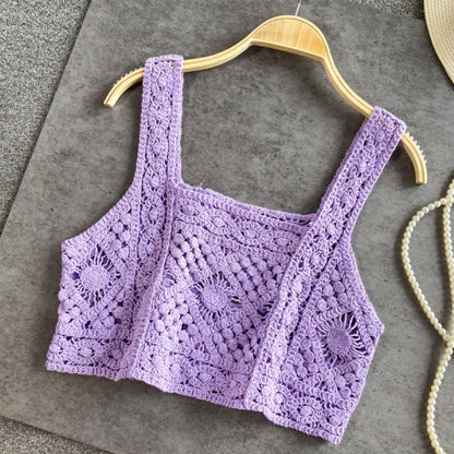 Bohemian Knitted Sleeveless Crop Top