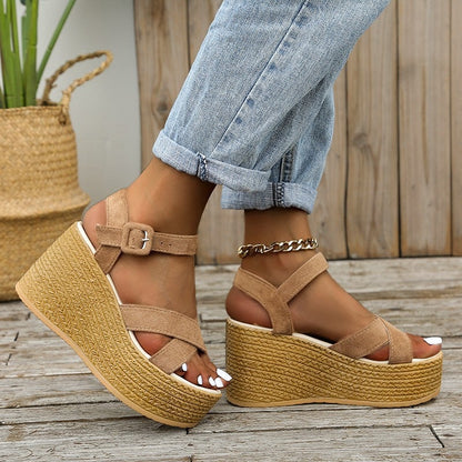Boho Espadrille Wedge Ankle Strap Sandal