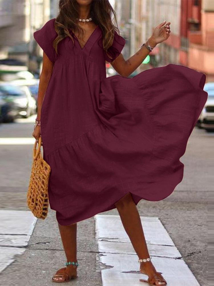 Bohemian V-Neck Dress - Top Boho