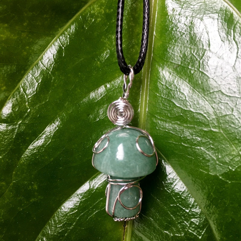 Wire Wrapped Crystal Mushroom Necklace