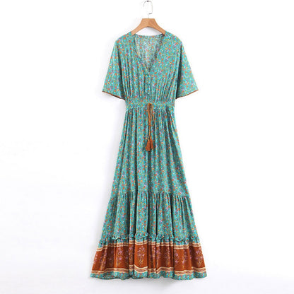 Boho Floral Print Maxi Dress