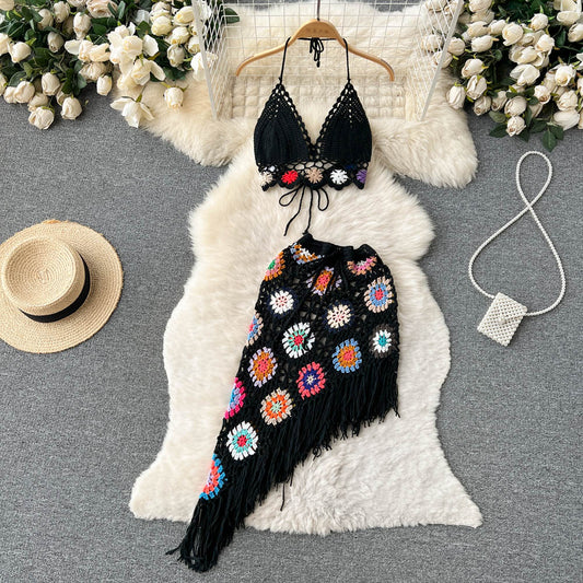 Boho Chic Crochet and Skirt Set
