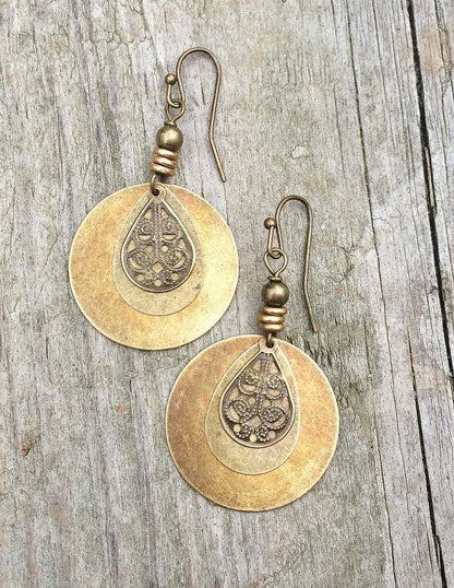 Ethnic Round Carved Earrings