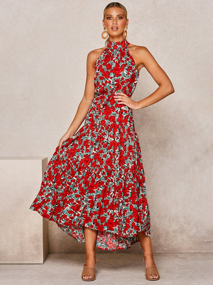 Boho Chic Halter Maxi Dress - Top Boho