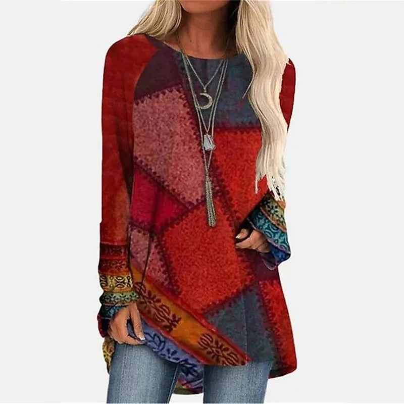 Patchwork Long Sleeve Sweater