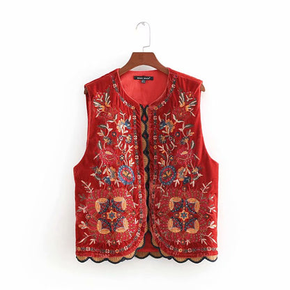 Vintage Boho flower embroidery vest - Top Boho
