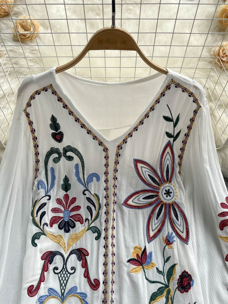 Bohemian Embroidered Blouse - Top Boho