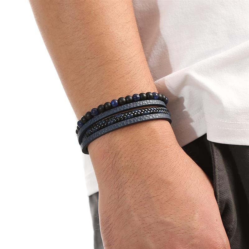 Leather And Tiger Eye Beaded Bracelet