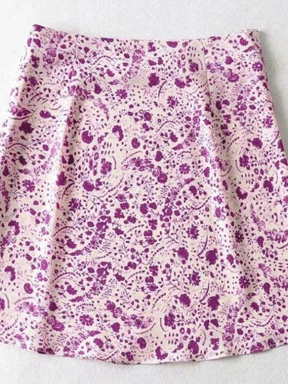 Boho Floral Print Mini Skirt
