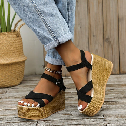 Boho Espadrille Wedge Ankle Strap Sandal