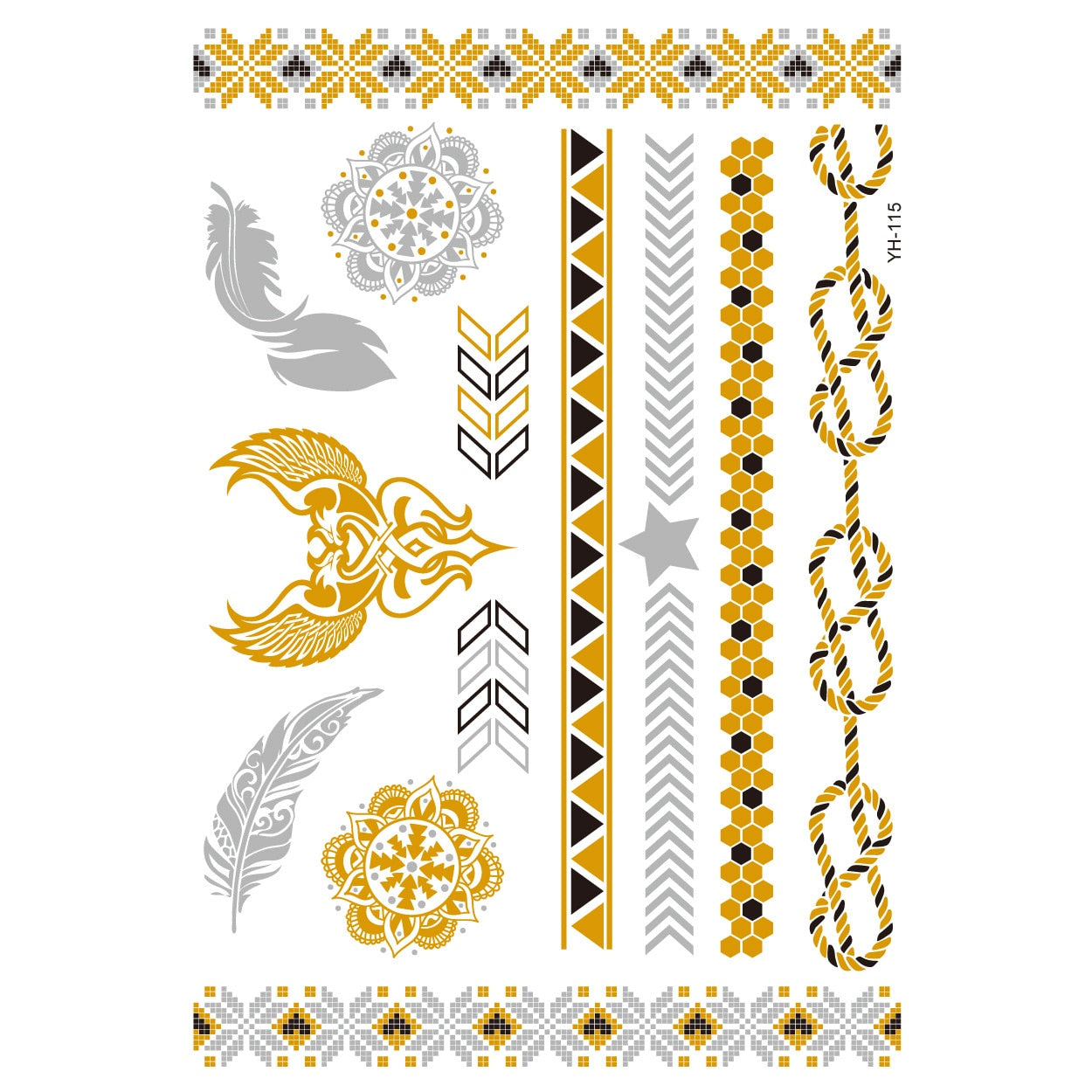 Metallic Body Art Tattoo Sticker - Top Boho