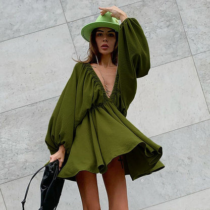 Bohemian Low Cut Loose V-Neck Dress