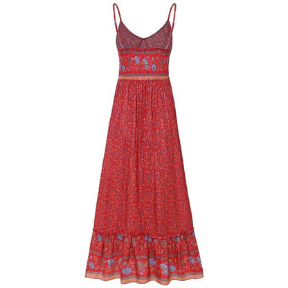 Boho Floral Spaghetti Strap Dress - Top Boho