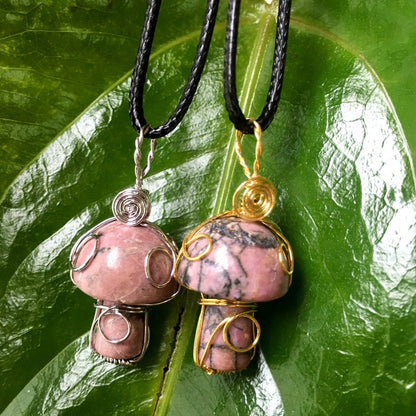 Wire Wrapped Crystal Mushroom Necklace