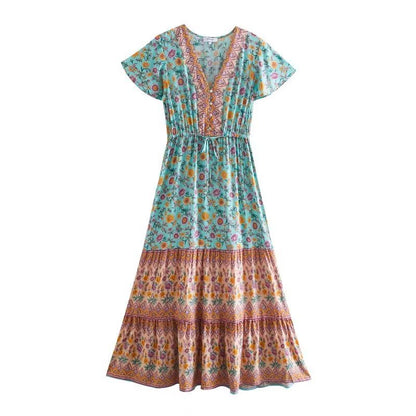 Boho Chic Flared Sleeves Maxi Dress - Top Boho