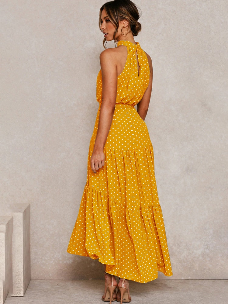 Boho Chic Halter Maxi Dress - Top Boho
