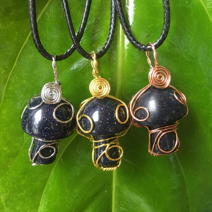 Wire Wrapped Crystal Mushroom Necklace