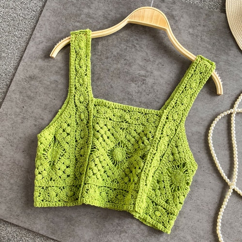 Bohemian Knitted Sleeveless Crop Top