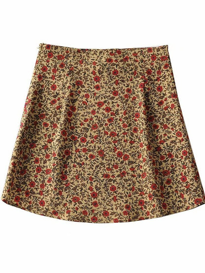 Boho Floral Print Mini Skirt