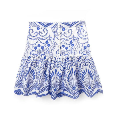 Boho Flower Pleat Ruffles Skirt