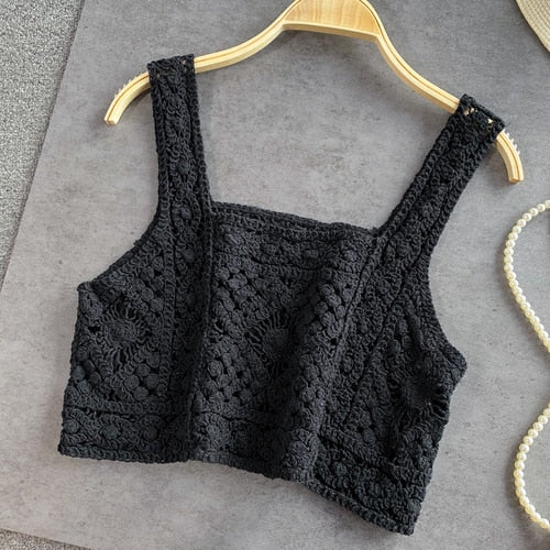 Bohemian Knitted Sleeveless Crop Top
