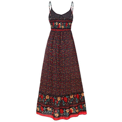 Boho Floral Spaghetti Strap Dress - Top Boho