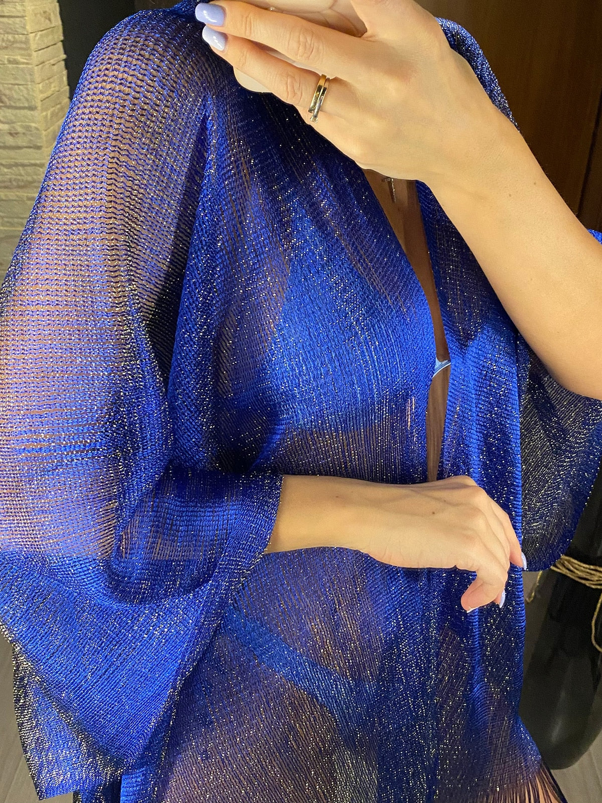 Sheer Knitted Boho Tunic Cover Up - Top Boho