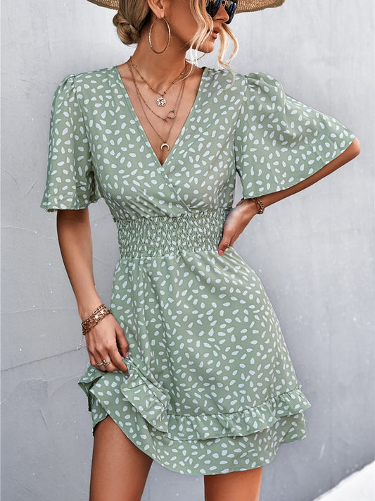 Boho Chic Lotus Leaf Sleeve Dress - Top Boho