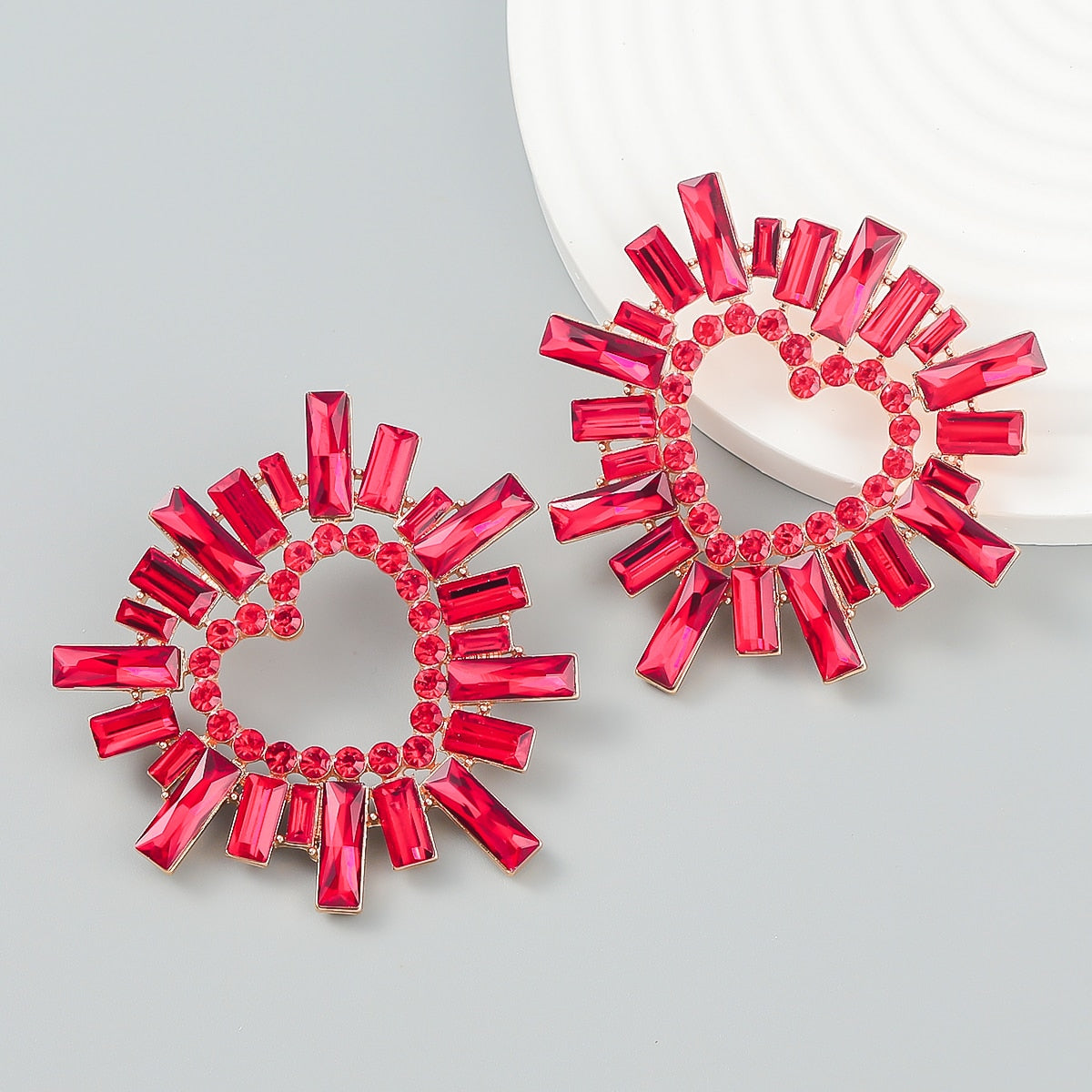 Shiny Rhinestone Flower Dangle Earrings