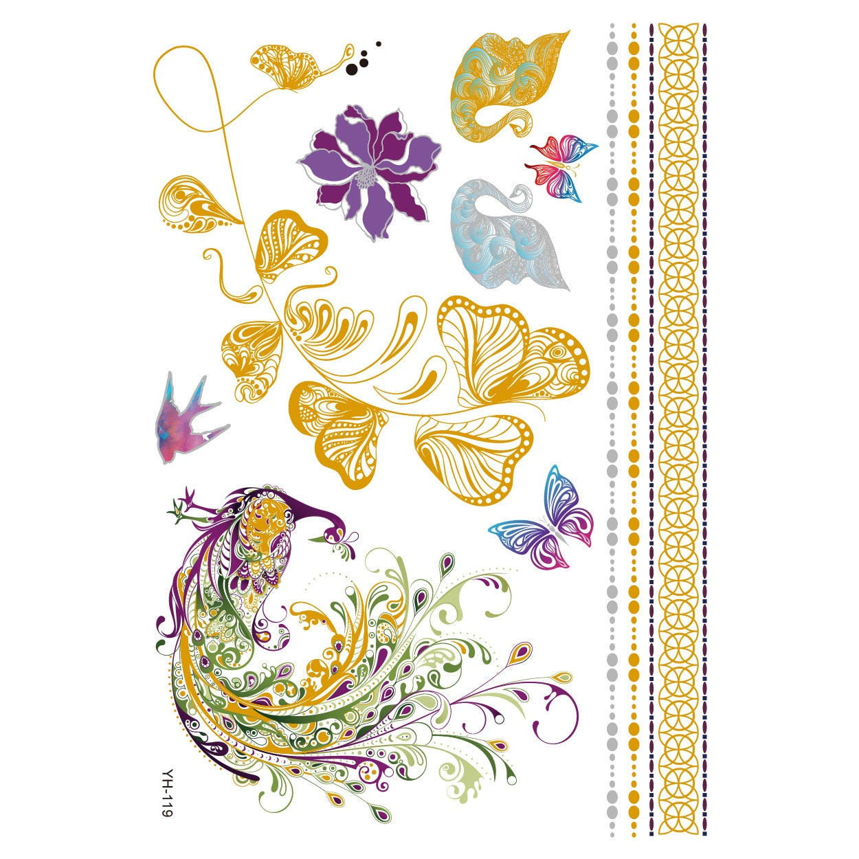 Metallic Body Art Tattoo Sticker - Top Boho