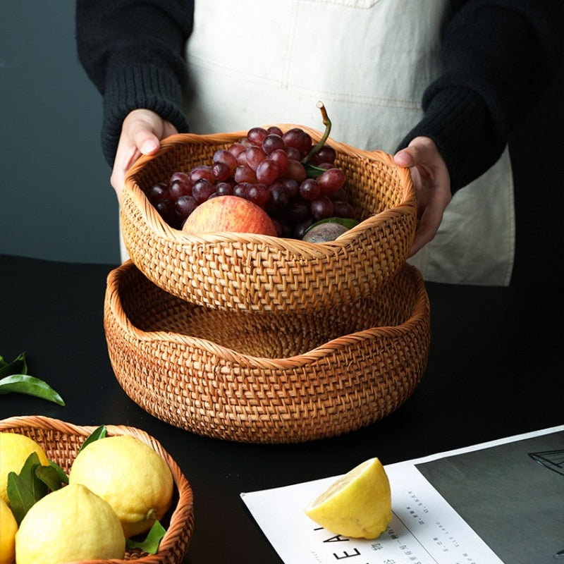 Hand-woven Rattan Storage Baskets - Top Boho