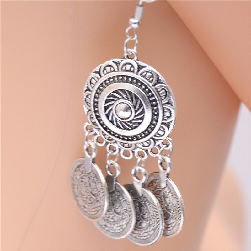 Boho Coin Tassel Drop Earrings - Top Boho