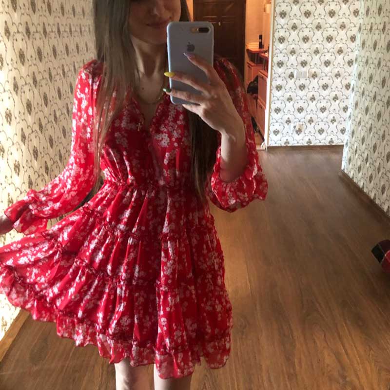 Boho Floral Ruffle Backless Dress - Top Boho