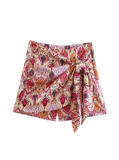 Boho Knotted Totem Print Skirt