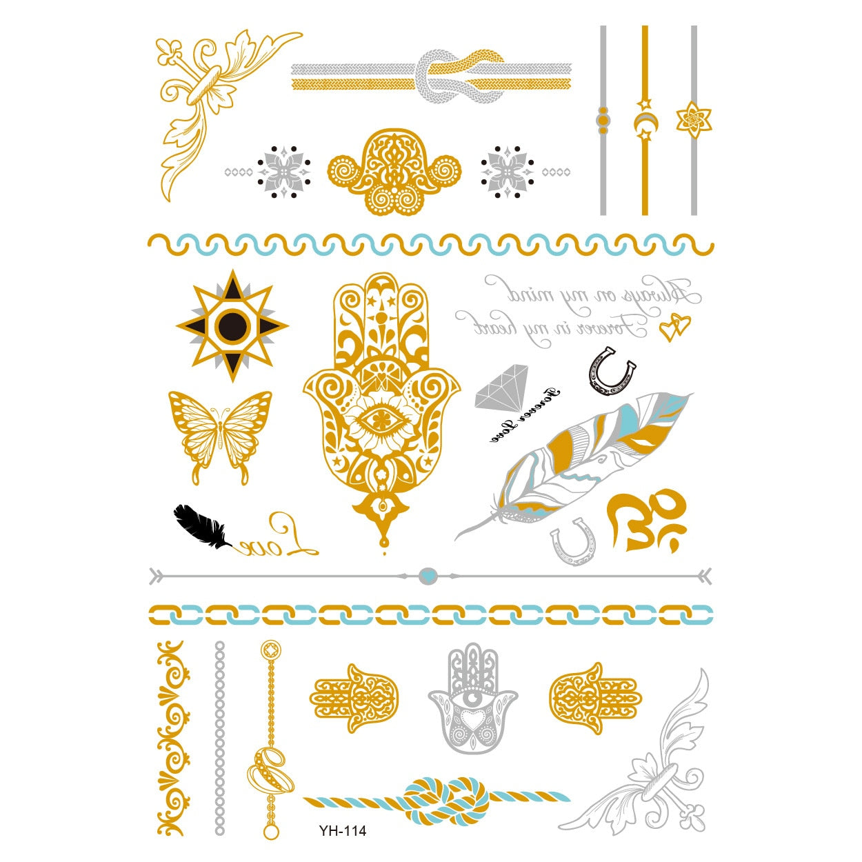 Metallic Body Art Tattoo Sticker - Top Boho