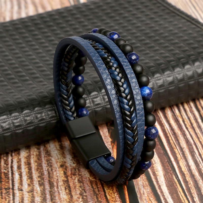 Leather And Tiger Eye Beaded Bracelet