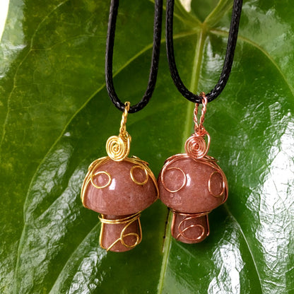 Wire Wrapped Crystal Mushroom Necklace