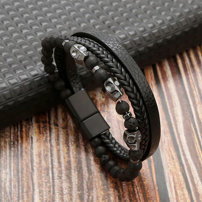 Leather And Tiger Eye Beaded Bracelet