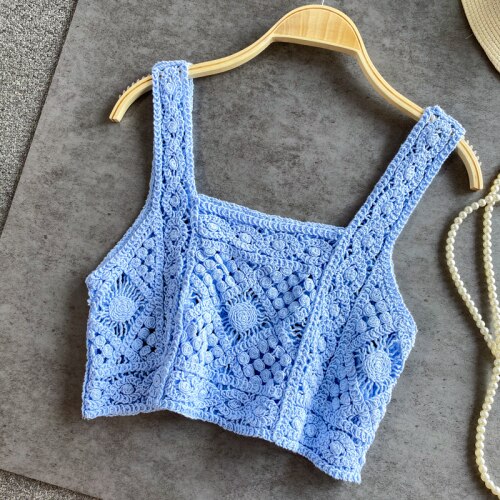 Bohemian Knitted Sleeveless Crop Top