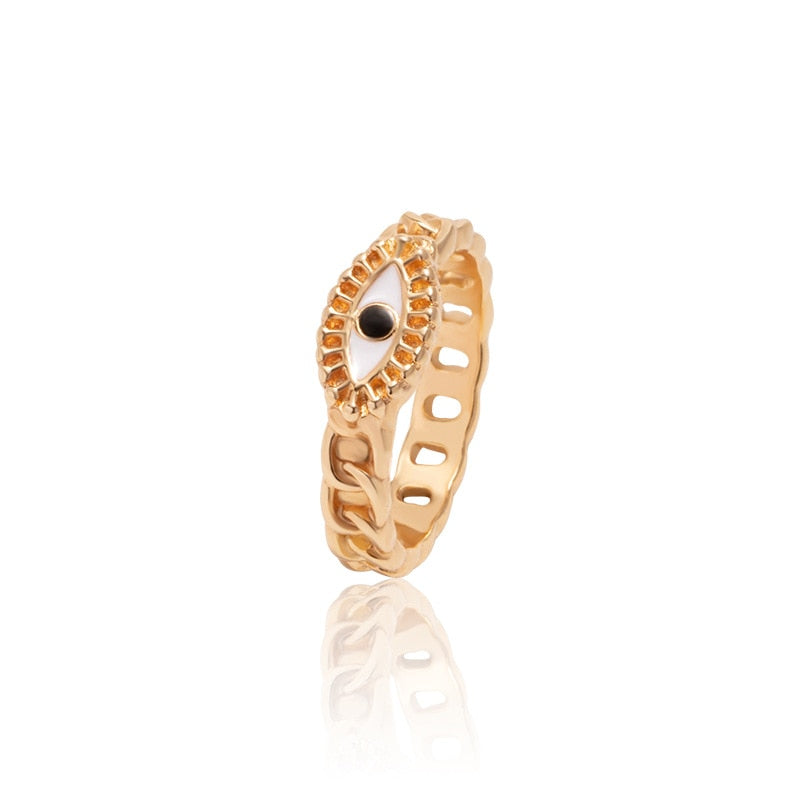 Boho Blue & Gold Evil Eye Ring - Top Boho